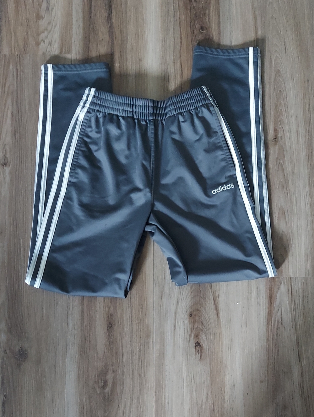 adidas Kids Gray Joggers with White Stripes